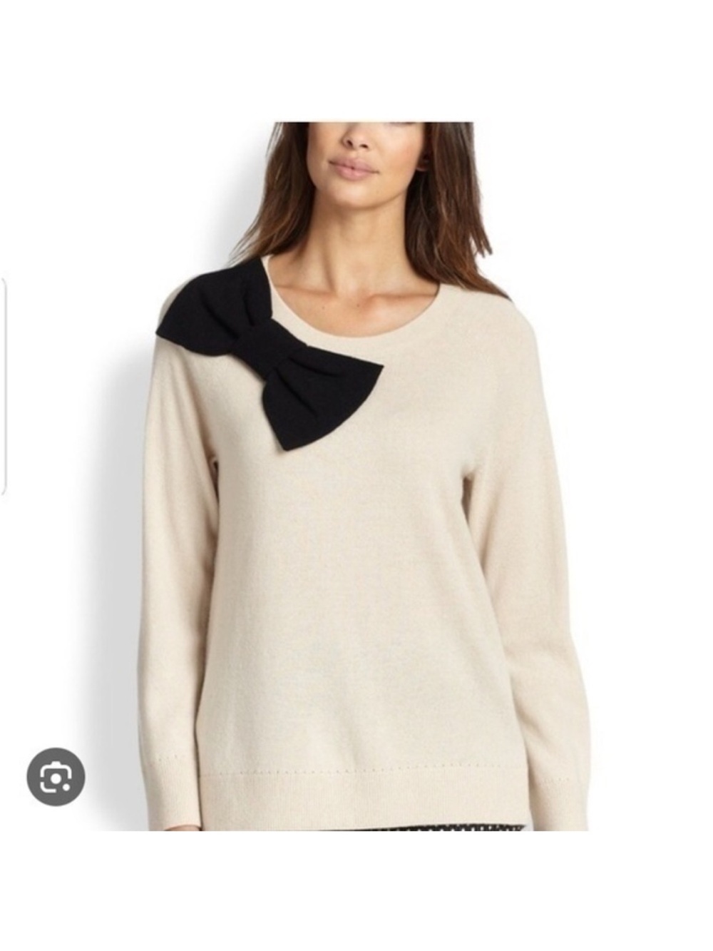 kate spade Cream Crewneck Sweater with Black Bow Sz S